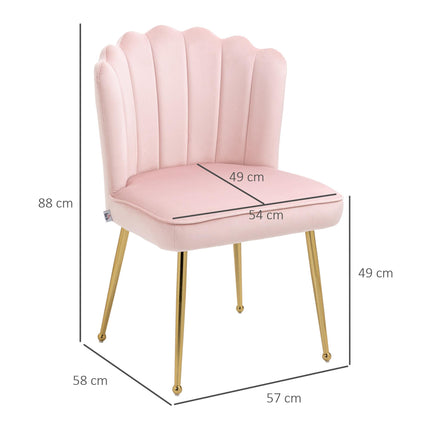 Shell Luxe Velvet Accent Chair Set of 2 with Gold Metal Legs - Pink