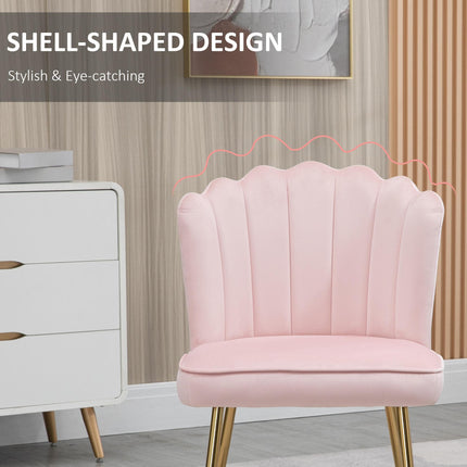 Shell Luxe Velvet Accent Chair Set of 2 with Gold Metal Legs - Pink
