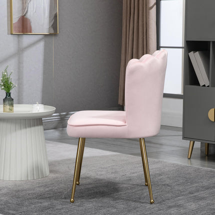 Shell Luxe Velvet Accent Chair Set of 2 with Gold Metal Legs - Pink