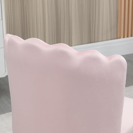 Shell Luxe Velvet Accent Chair Set of 2 with Gold Metal Legs - Pink