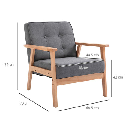 Reception Retro Beech Wood Frame Accent Armchair Set of 2 - Grey