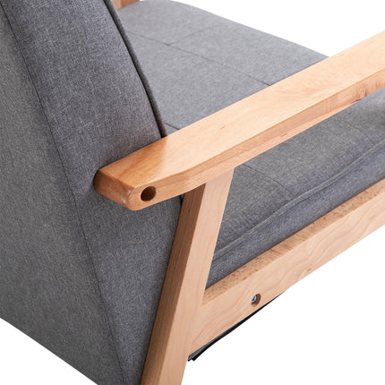 Reception Retro Beech Wood Frame Accent Armchair Set of 2 - Grey