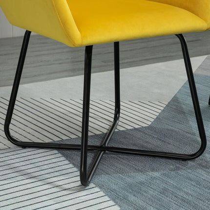Set of 2 Modern Velvet-Feel Accent Armchairs with Metal Base - Yellow