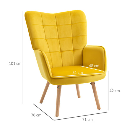 Modern Velvet-Touch Wingback Accent Chair Set of 2 - Yellow
