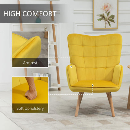 Modern Velvet-Touch Wingback Accent Chair Set of 2 - Yellow