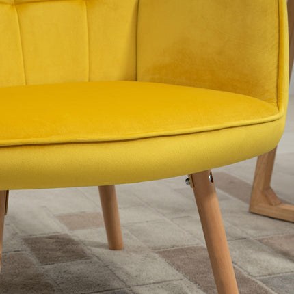 Modern Velvet-Touch Wingback Accent Chair Set of 2 - Yellow