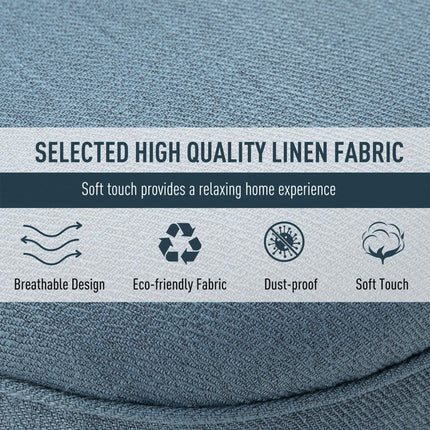 Fabric Tub Dining Sofa Chair with Pillow Solid Wood Legs Set of 2 - Blue