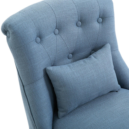 Fabric Tub Dining Sofa Chair with Pillow Solid Wood Legs Set of 2 - Blue