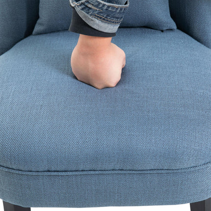 Fabric Tub Dining Sofa Chair with Pillow Solid Wood Legs Set of 2 - Blue