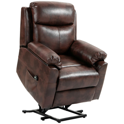 Electric Power Lift Recliner Chair with Remote Control - Dark Brown Faux Leather