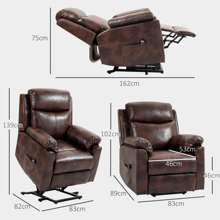 Electric Power Lift Recliner Chair with Remote Control - Dark Brown Faux Leather