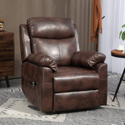 Electric Power Lift Recliner Chair with Remote Control - Dark Brown Faux Leather
