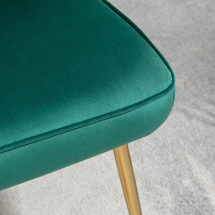 Shell Luxe Velvet Accent Chair Set of 2 with Gold Metal Legs - Green