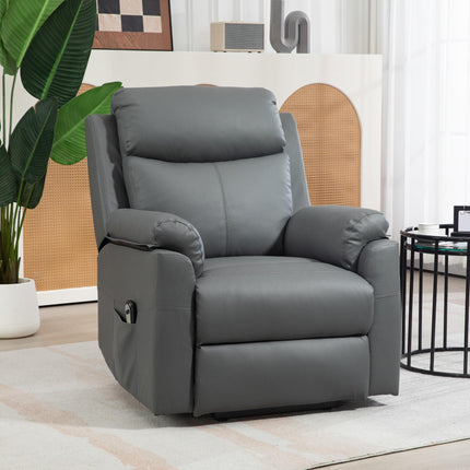 Electric Power Lift Recliner Chair with Remote Control - Charcoal Grey Faux Leather