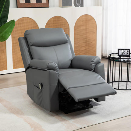 Electric Power Lift Recliner Chair with Remote Control - Charcoal Grey Faux Leather