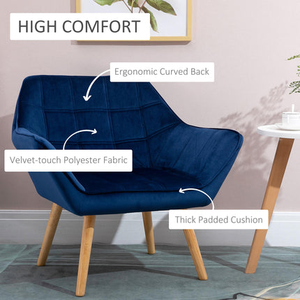 Luxe Velvet Armchair Set of 2 with Lattice Design - Blue