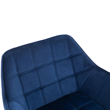 Luxe Velvet Armchair Set of 2 with Lattice Design - Blue