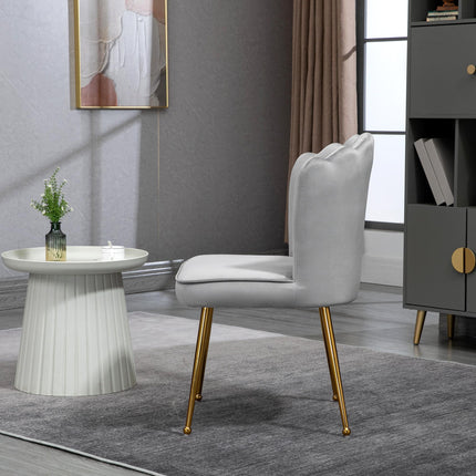 Shell Luxe Velvet Accent Chair Set of 2 with Gold Metal Legs - Grey