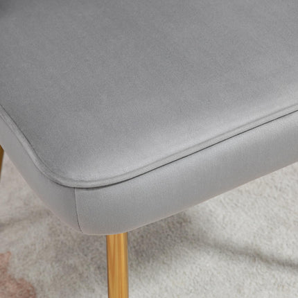 Shell Luxe Velvet Accent Chair Set of 2 with Gold Metal Legs - Grey