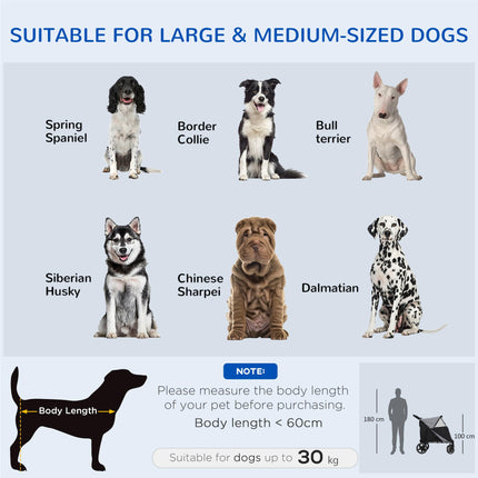 4 Wheel Pet Stroller with Rain Cover for Medium & Large Dogs - Black