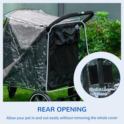 4 Wheel Pet Stroller with Rain Cover for Medium & Large Dogs - Black