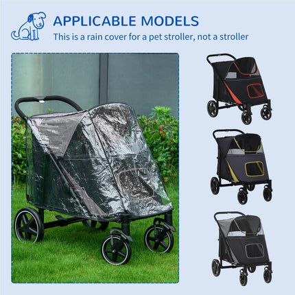 4 Wheel Pet Stroller with Rain Cover for Medium & Large Dogs - Black