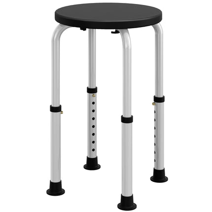 Height Adjustable Aluminium Shower Chair with Non-Slip Feet for Disabled and Elderly - Black