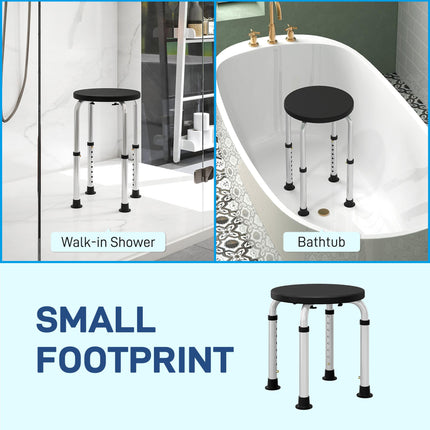 Height Adjustable Aluminium Shower Chair with Non-Slip Feet for Disabled and Elderly - Black