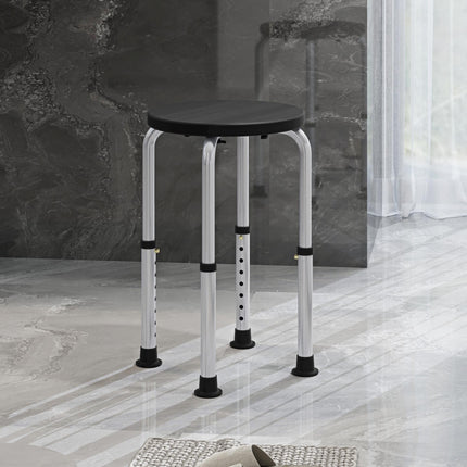 Height Adjustable Aluminium Shower Chair with Non-Slip Feet for Disabled and Elderly - Black