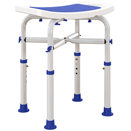 Adjustable 44-51.5cm Aluminium Frame Shower Bath Stool with Padded Seat - White
