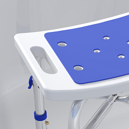 Adjustable 44-51.5cm Aluminium Frame Shower Bath Stool with Padded Seat - White