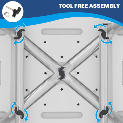Height Adjustable Shower Stool with Backrest, Anti-slip Feet & Shower Head Holder - Light Blue