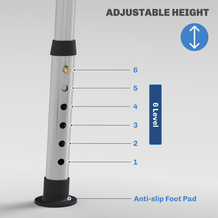 Height Adjustable Shower Stool with Backrest, Anti-slip Feet & Shower Head Holder - Light Blue