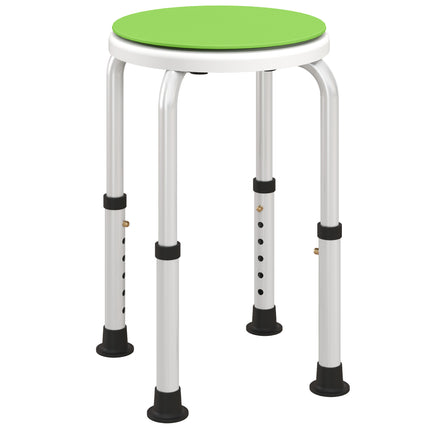 Height Adjustable 360° Swivel Aluminium Shower Chair with Non-Slip Feet for Disabled and Elderly - Green