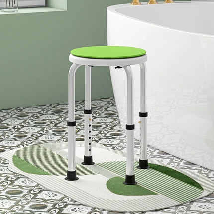 Height Adjustable 360° Swivel Aluminium Shower Chair with Non-Slip Feet for Disabled and Elderly - Green