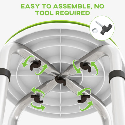 Height Adjustable 360° Swivel Aluminium Shower Chair with Non-Slip Feet for Disabled and Elderly - Green