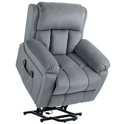 Eight-Point Massage Electric Reclining Lift Chair with Remote - Grey