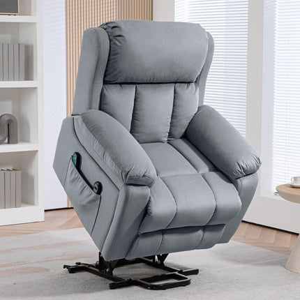 Eight-Point Massage Electric Reclining Lift Chair with Remote - Grey