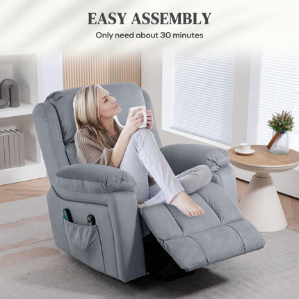Eight-Point Massage Electric Reclining Lift Chair with Remote - Grey