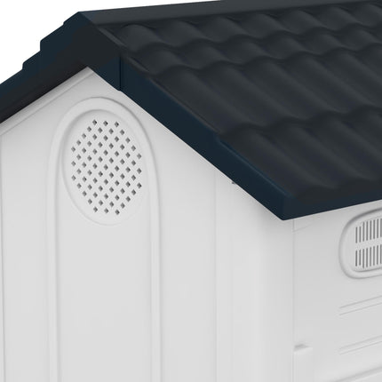 Plastic Dog Kennel for Miniature and Small Dogs with Windows, Garden Patio 80x69x76cm - Grey