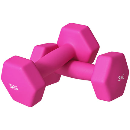 2 x 3kg Hexagonal Dumbbells Weights Set with Non-Slip Grip for Home Gym Workout,