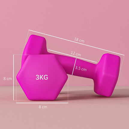2 x 3kg Hexagonal Dumbbells Weights Set with Non-Slip Grip for Home Gym Workout,