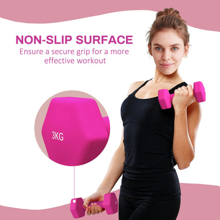 2 x 3kg Hexagonal Dumbbells Weights Set with Non-Slip Grip for Home Gym Workout,
