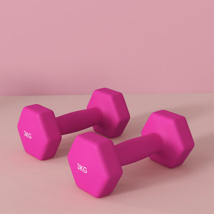 2 x 3kg Hexagonal Dumbbells Weights Set with Non-Slip Grip for Home Gym Workout,