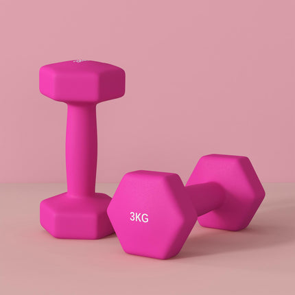 2 x 3kg Hexagonal Dumbbells Weights Set with Non-Slip Grip for Home Gym Workout,