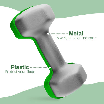 5kg Hexagonal Dumbbell Set 2 Piece with Non-Slip Grip - Green