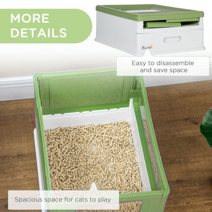 Hooded Front Entry Cat Litter Box with Scoop - Light Green