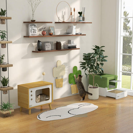 Hooded Front Entry Cat Litter Box with Scoop - Light Green