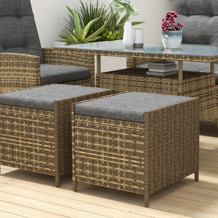 Six-Piece Grey Rattan Garden Set with Reclining Chairs