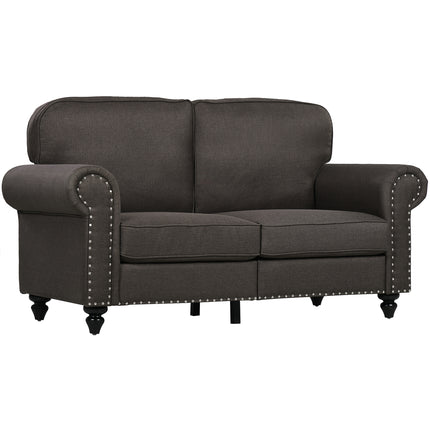 Two-Seater Mid-Century Sofa with Pocket Springs - Dark Brown